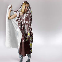 Plumeria With Oxblood Polynesian Tattoo Pattern Hooded Blanket LT05 - Polynesian Pride