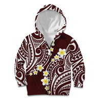 Plumeria With Oxblood Polynesian Tattoo Pattern Kid Hoodie