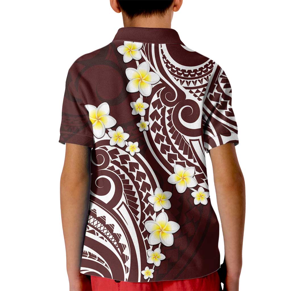 Plumeria With Oxblood Polynesian Tattoo Pattern Kid Polo Shirt