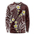 Plumeria With Oxblood Polynesian Tattoo Pattern Long Sleeve Shirt