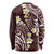 Plumeria With Oxblood Polynesian Tattoo Pattern Long Sleeve Shirt