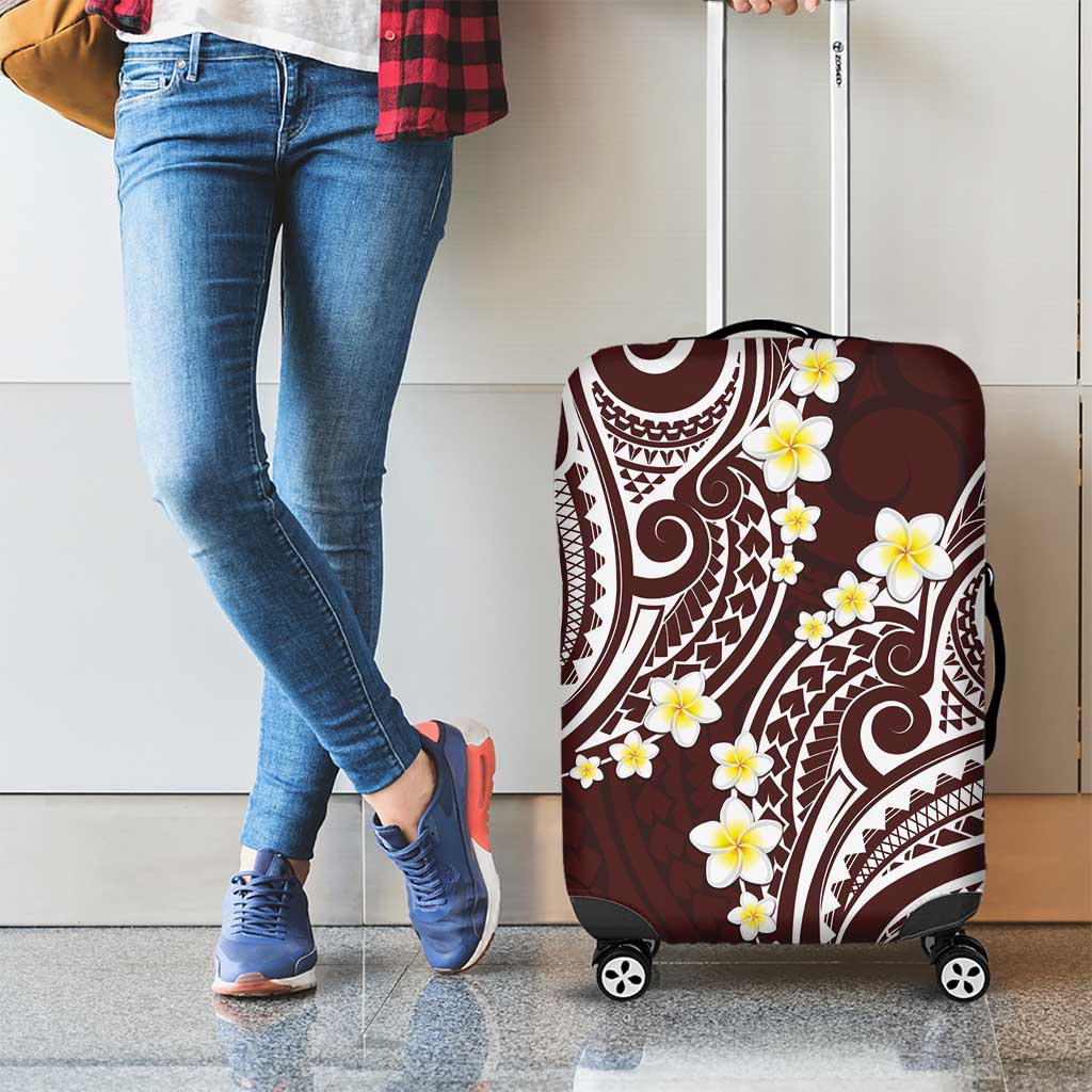 Plumeria With Oxblood Polynesian Tattoo Pattern Luggage Cover