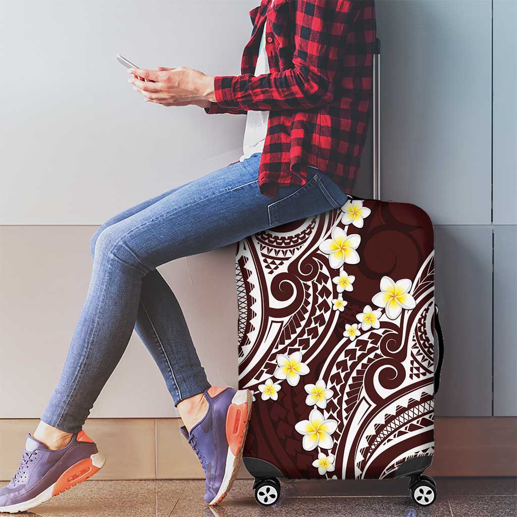 Plumeria With Oxblood Polynesian Tattoo Pattern Luggage Cover