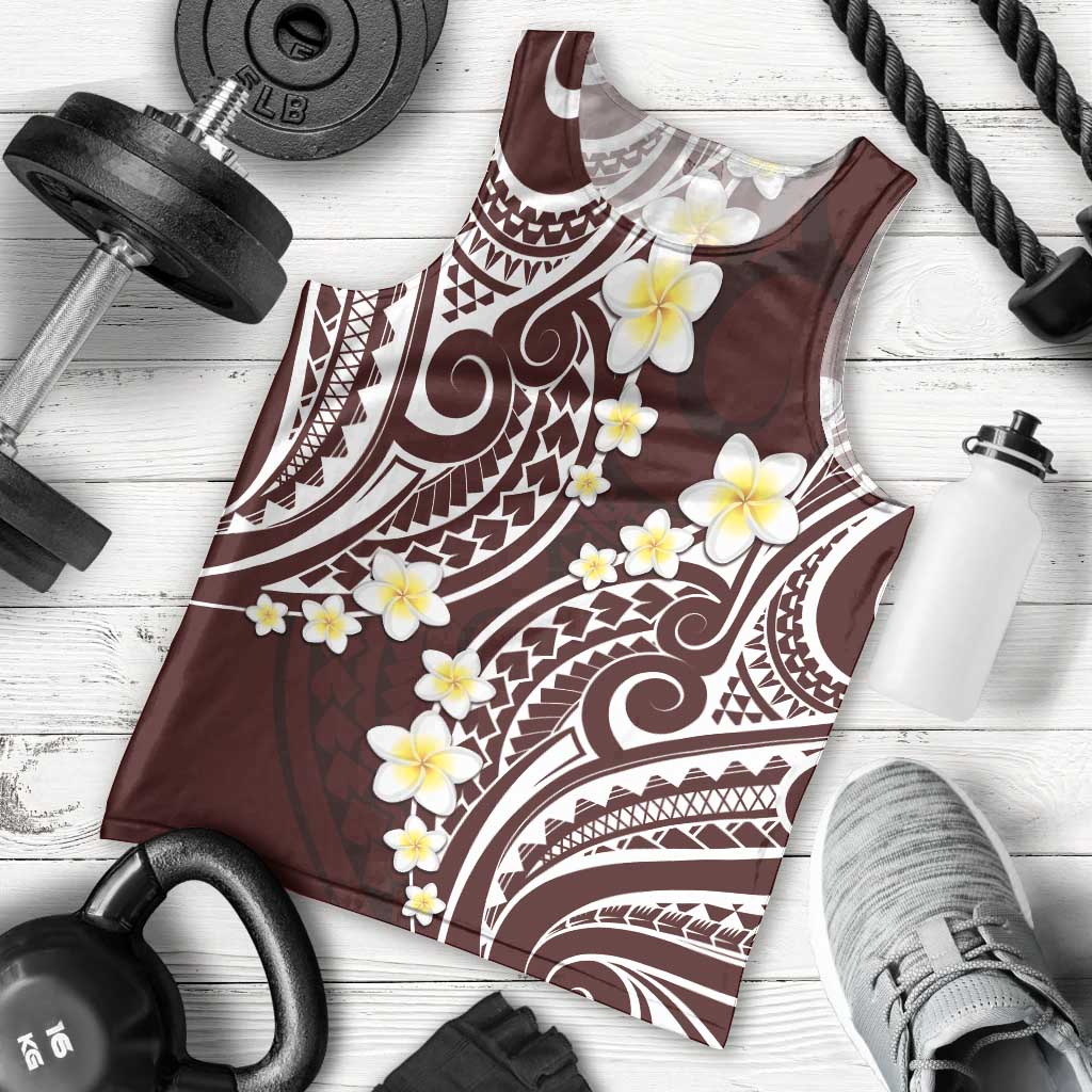 Plumeria With Oxblood Polynesian Tattoo Pattern Men Tank Top LT05 - Polynesian Pride