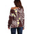Plumeria With Oxblood Polynesian Tattoo Pattern Off Shoulder Sweater