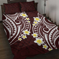 Plumeria With Oxblood Polynesian Tattoo Pattern Quilt Bed Set LT05 Red - Polynesian Pride