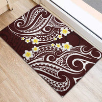 Plumeria With Oxblood Polynesian Tattoo Pattern Rubber Doormat LT05 - Polynesian Pride