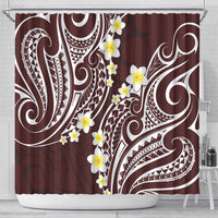 Plumeria With Oxblood Polynesian Tattoo Pattern Shower Curtain