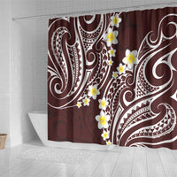 Plumeria With Oxblood Polynesian Tattoo Pattern Shower Curtain