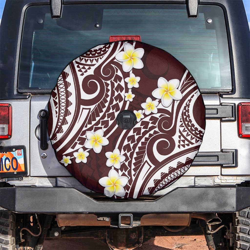 Plumeria With Oxblood Polynesian Tattoo Pattern Spare Tire Cover LT05 Red - Polynesian Pride