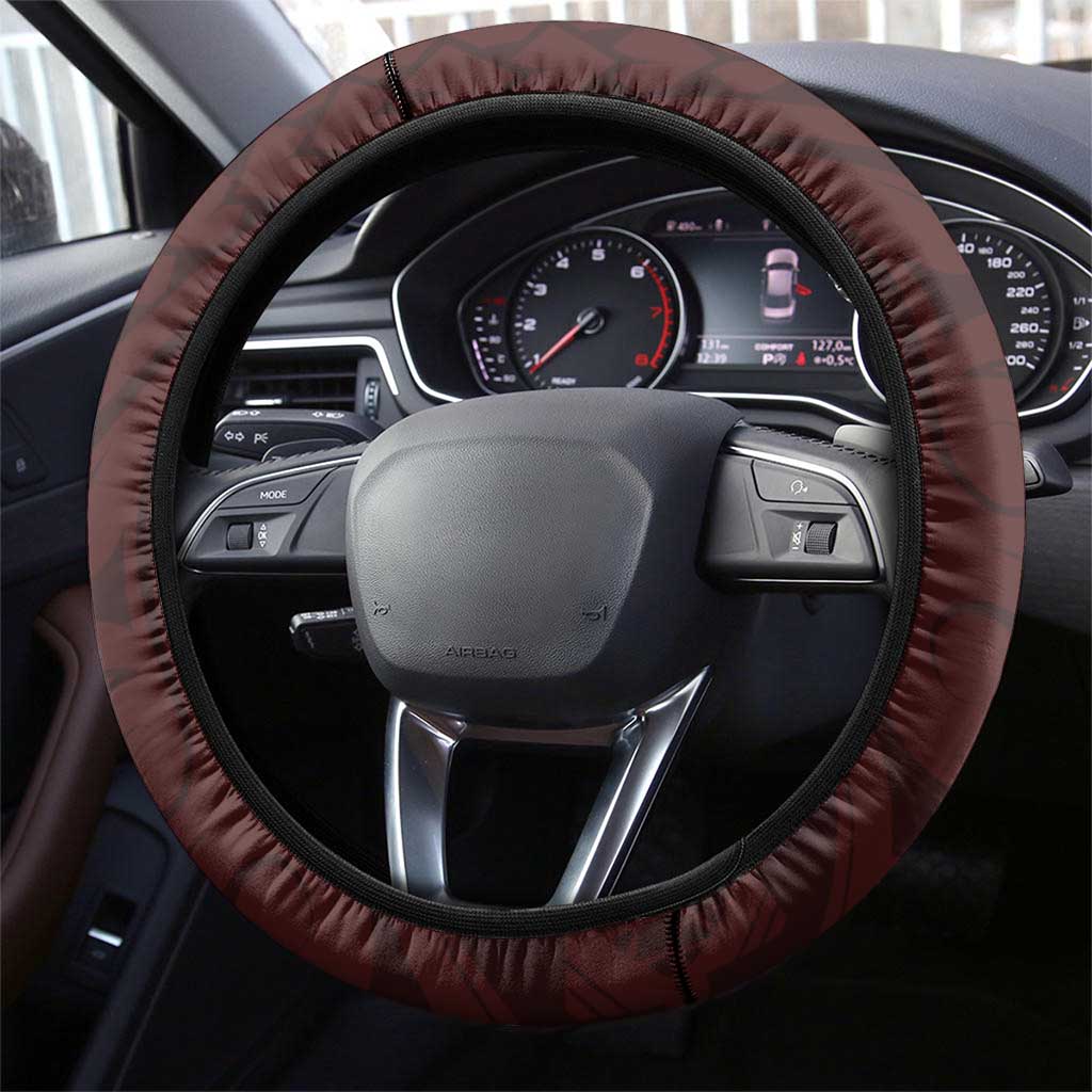 Plumeria With Oxblood Polynesian Tattoo Pattern Steering Wheel Cover LT05 - Polynesian Pride