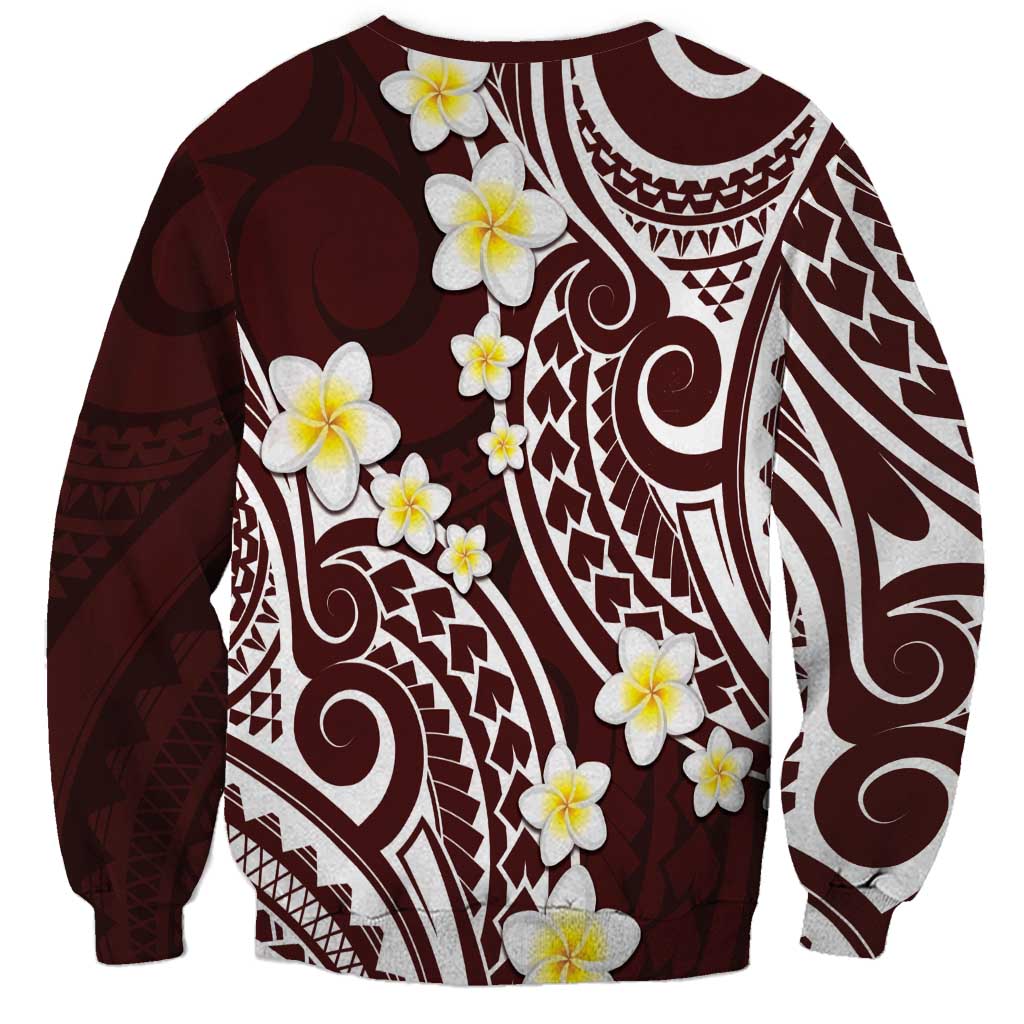 Plumeria With Oxblood Polynesian Tattoo Pattern Sweatshirt LT05 - Polynesian Pride