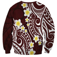 Plumeria With Oxblood Polynesian Tattoo Pattern Sweatshirt LT05 - Polynesian Pride