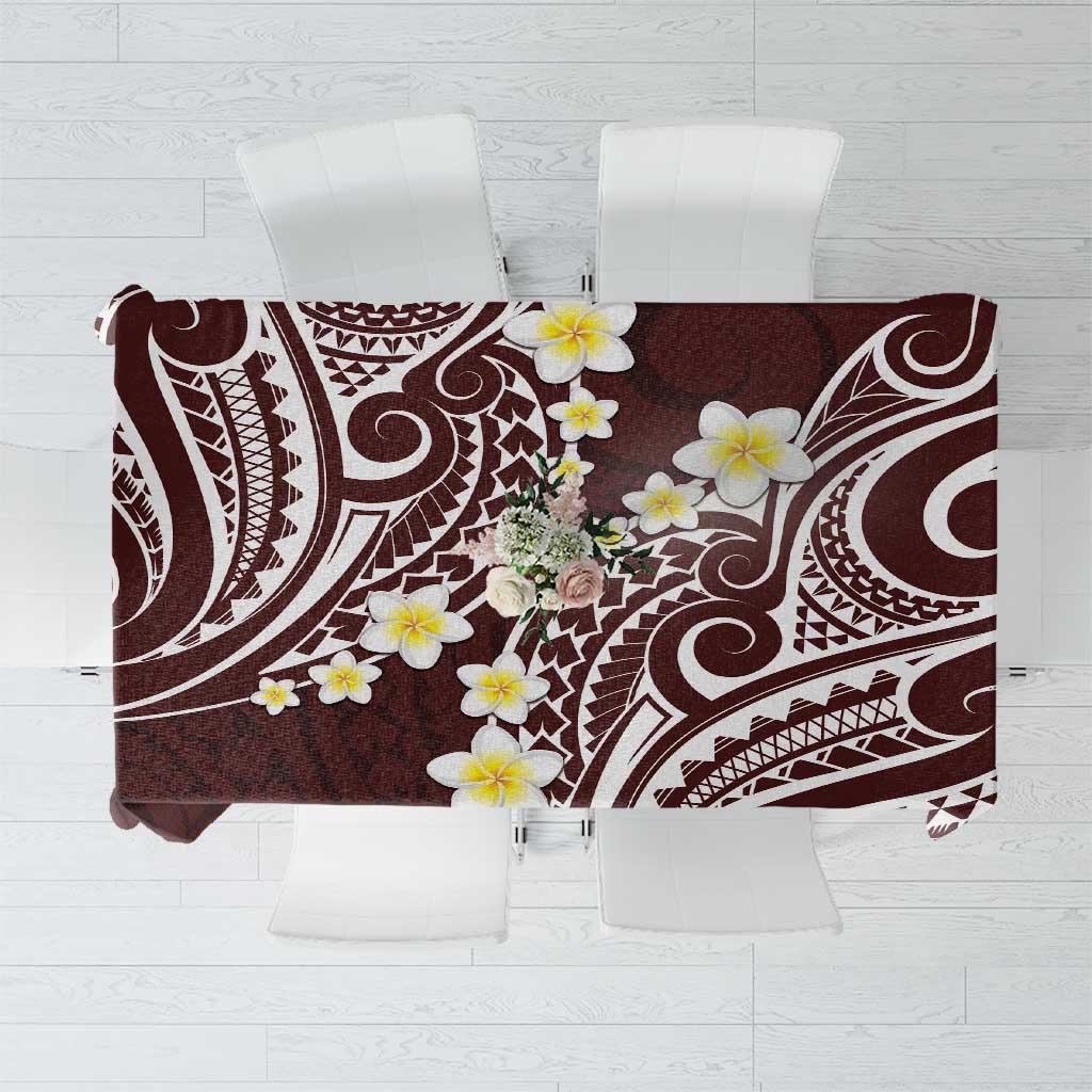 Plumeria With Oxblood Polynesian Tattoo Pattern Tablecloth LT05 Red - Polynesian Pride
