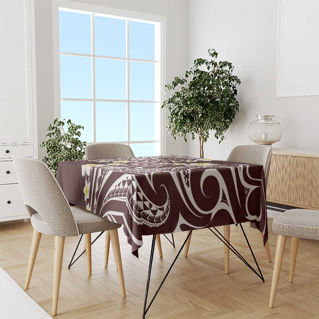 Plumeria With Oxblood Polynesian Tattoo Pattern Tablecloth LT05 - Polynesian Pride