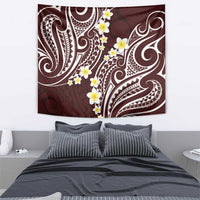 Plumeria With Oxblood Polynesian Tattoo Pattern Tapestry