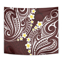 Plumeria With Oxblood Polynesian Tattoo Pattern Tapestry