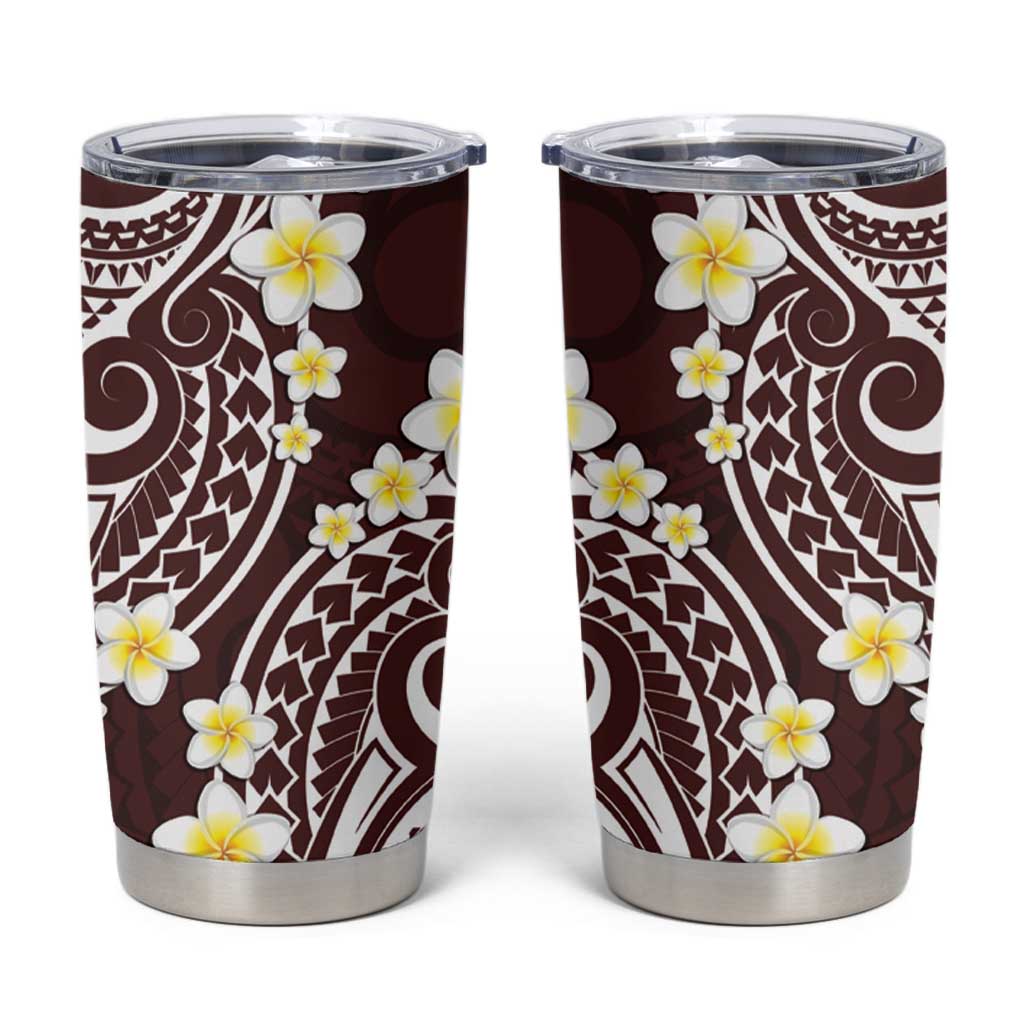 Plumeria With Oxblood Polynesian Tattoo Pattern Tumbler Cup