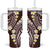 Plumeria With Oxblood Polynesian Tattoo Pattern Tumbler With Handle