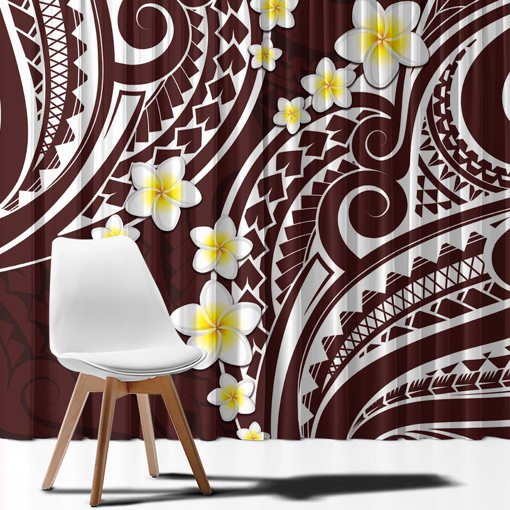 Plumeria With Oxblood Polynesian Tattoo Pattern Window Curtain LT05 - Polynesian Pride