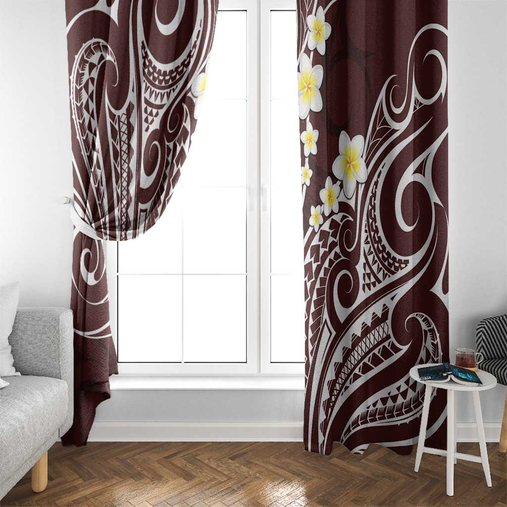 Plumeria With Oxblood Polynesian Tattoo Pattern Window Curtain LT05 - Polynesian Pride