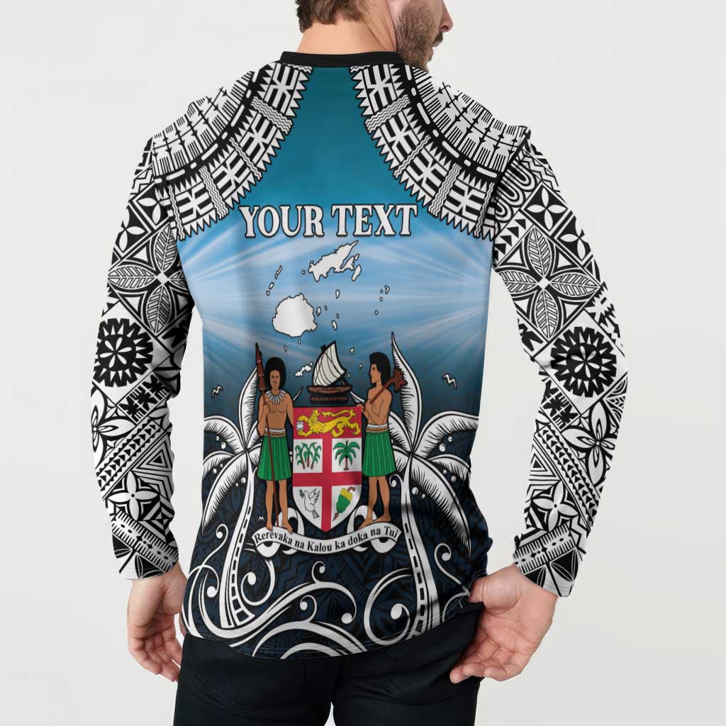 Personalised Happy 50th Fiji Day Button Sweatshirt Forever Fiji With Tapa Tribal Pattern