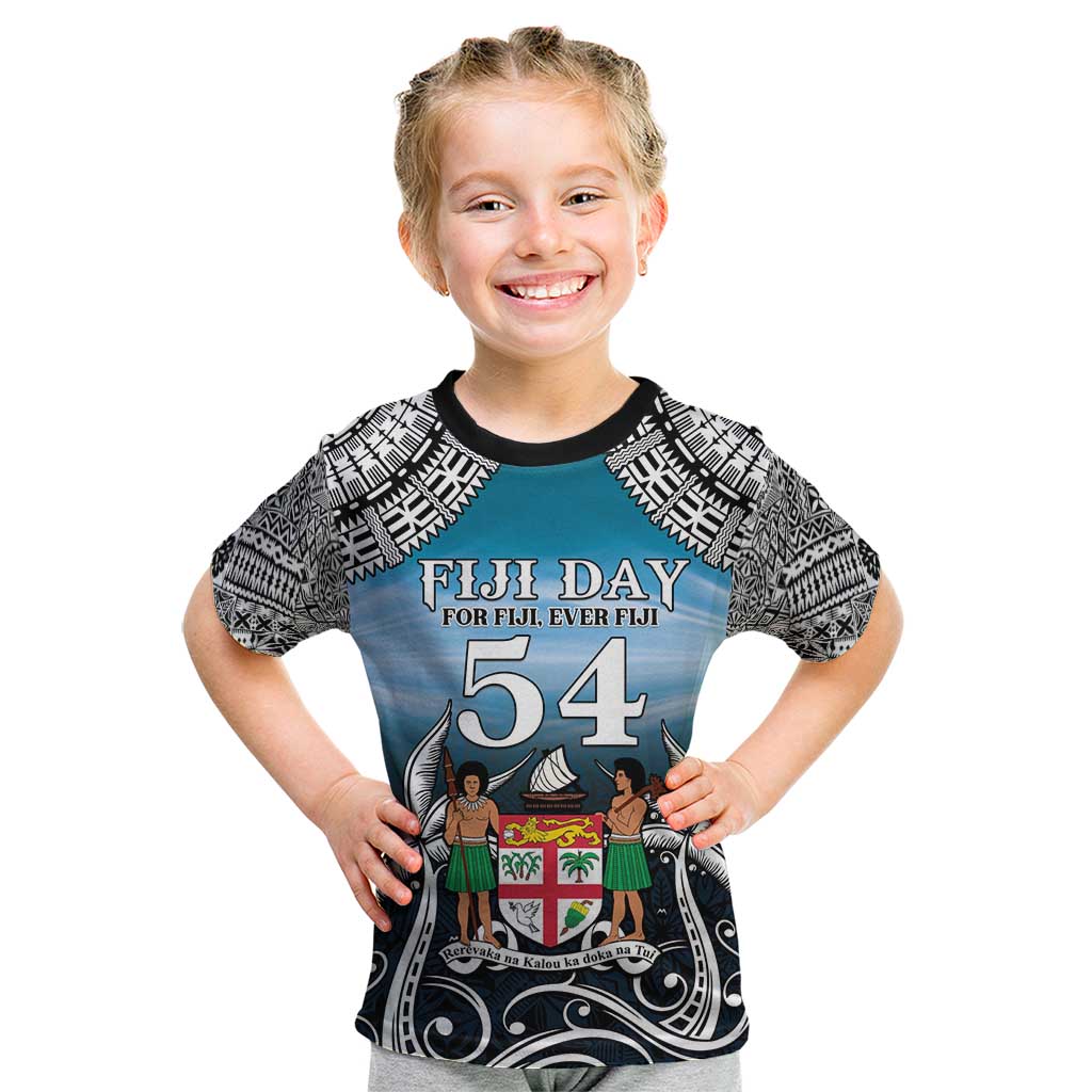 Personalised Happy 50th Fiji Day Kid T Shirt Forever Fiji With Tapa Tribal Pattern