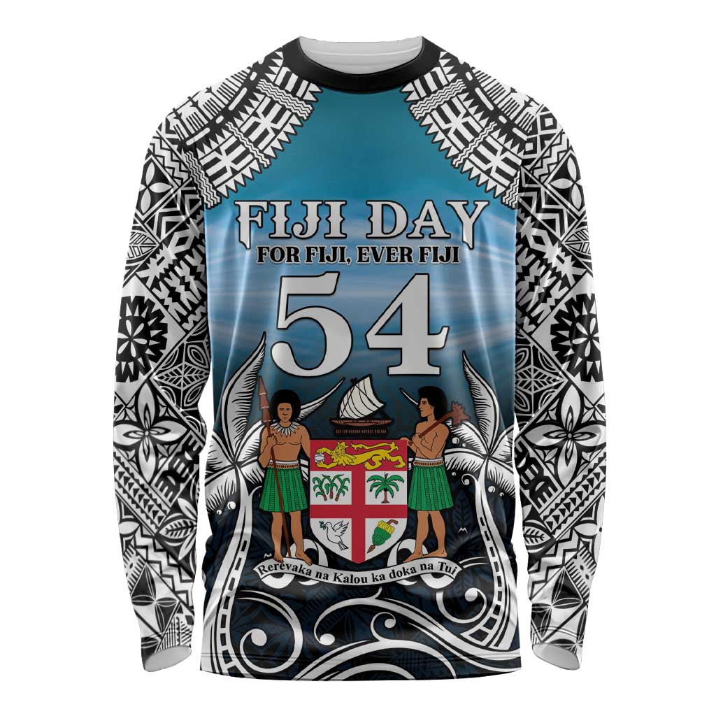 Personalised Happy 50th Fiji Day Long Sleeve Shirt Forever Fiji With Tapa Tribal Pattern