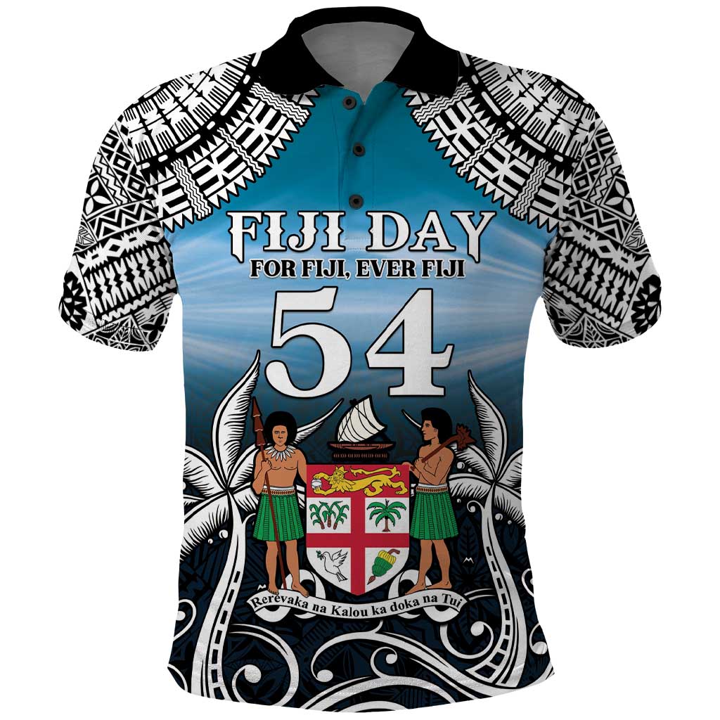 Personalised Happy 50th Fiji Day Polo Shirt Forever Fiji With Tapa Tribal Pattern