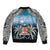 Personalised Happy 50th Fiji Day Sleeve Zip Bomber Jacket Forever Fiji With Tapa Tribal Pattern