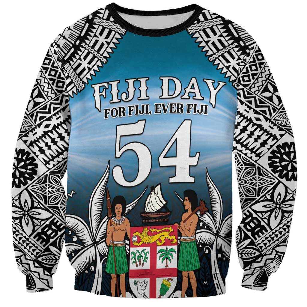 Personalised Happy 50th Fiji Day Sweatshirt Forever Fiji With Tapa Tribal Pattern