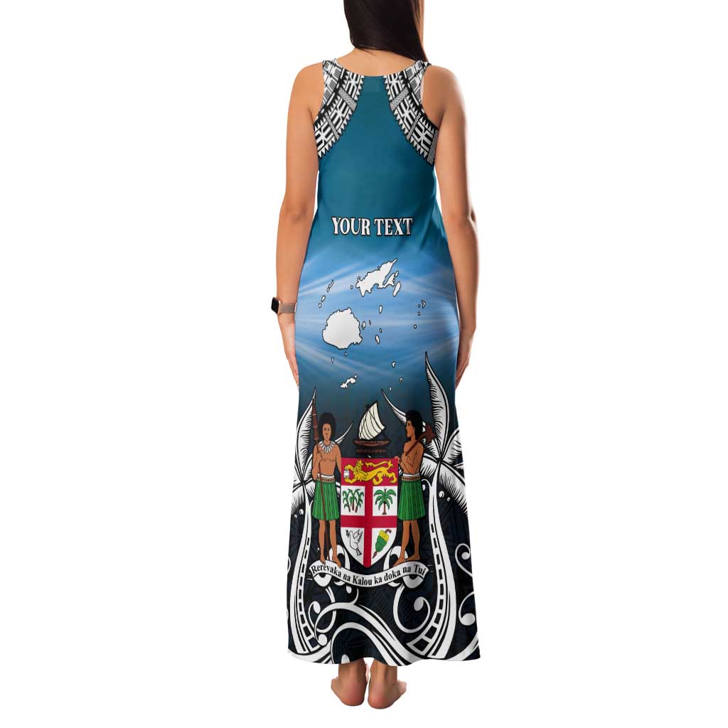 Personalised Happy 50th Fiji Day Tank Maxi Dress Forever Fiji With Tapa Tribal Pattern