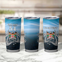 Personalised Happy 54th Fiji Day Tumbler Cup Forever Fiji With Tapa Tribal Pattern LT05 - Polynesian Pride