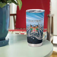 Personalised Happy 54th Fiji Day Tumbler Cup Forever Fiji With Tapa Tribal Pattern LT05 - Polynesian Pride