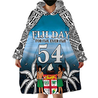 Personalised Happy 50th Fiji Day Wearable Blanket Hoodie Forever Fiji With Tapa Tribal Pattern