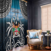 Happy 54th Fiji Day Window Curtain Forever Fiji With Tapa Tribal Pattern