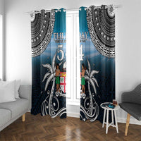 Happy 54th Fiji Day Window Curtain Forever Fiji With Tapa Tribal Pattern
