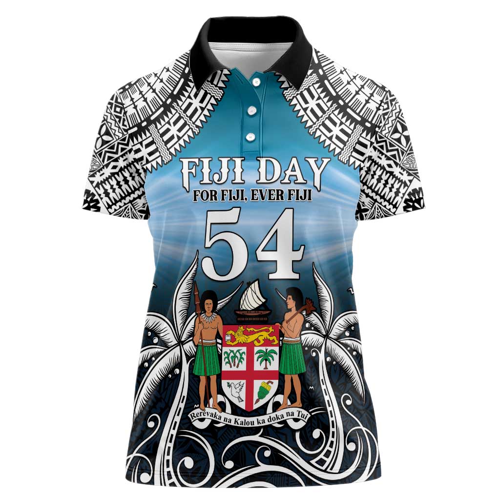 Personalised Happy 50th Fiji Day Women Polo Shirt Forever Fiji With Tapa Tribal Pattern