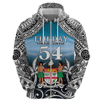 Personalised Happy 50th Fiji Day Zip Hoodie Forever Fiji With Tapa Tribal Pattern