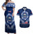 Samoa Rugby Couples Matching Off Shoulder Maxi Dress and Hawaiian Shirt World Cup 2023 Coat Of Arms With Polynesian Pattern LT05 Blue - Polynesian Pride