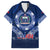 Samoa Rugby Family Matching Off Shoulder Long Sleeve Dress and Hawaiian Shirt World Cup 2023 Coat Of Arms With Polynesian Pattern LT05 Dad's Shirt - Short Sleeve Blue - Polynesian Pride