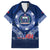 Samoa Rugby Family Matching Off Shoulder Maxi Dress and Hawaiian Shirt World Cup 2023 Coat Of Arms With Polynesian Pattern LT05 Dad's Shirt - Short Sleeve Blue - Polynesian Pride