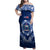 Samoa Rugby Family Matching Off Shoulder Maxi Dress and Hawaiian Shirt World Cup 2023 Coat Of Arms With Polynesian Pattern LT05 Mom's Dress Blue - Polynesian Pride