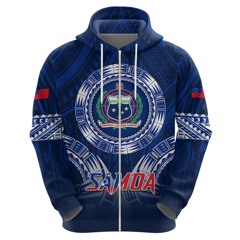 Samoa Rugby Hoodie World Cup 2023 Coat Of Arms With Polynesian Pattern LT05 - Polynesian Pride