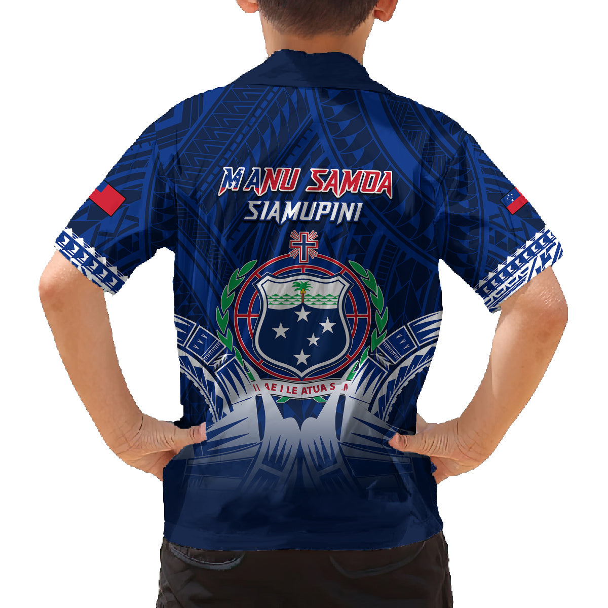 Samoa Rugby Kid Hawaiian Shirt World Cup 2023 Coat Of Arms With Polynesian Pattern LT05 - Polynesian Pride