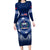 Samoa Rugby Long Sleeve Bodycon Dress World Cup 2023 Coat Of Arms With Polynesian Pattern LT05 Long Dress Blue - Polynesian Pride