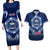 Custom Samoa Rugby Couples Matching Long Sleeve Bodycon Dress and Hawaiian Shirt World Cup 2023 Coat Of Arms With Polynesian Pattern LT05 Blue - Polynesian Pride