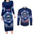 Custom Samoa Rugby Couples Matching Long Sleeve Bodycon Dress and Long Sleeve Button Shirts World Cup 2023 Coat Of Arms With Polynesian Pattern LT05 Blue - Polynesian Pride