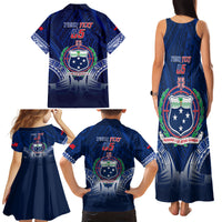 Custom Samoa Rugby Family Matching Tank Maxi Dress and Hawaiian Shirt World Cup 2023 Coat Of Arms With Polynesian Pattern LT05 - Polynesian Pride