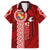 Tonga Rugby Family Matching Off Shoulder Maxi Dress and Hawaiian Shirt World Cup 2023 Coat Of Arms Ngatu Pattern LT05 Dad's Shirt - Short Sleeve Red - Polynesian Pride